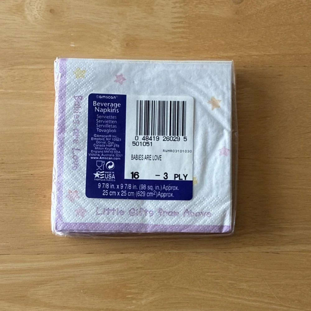 VTG Amscan Baby Shower Paper Napkins 16ct 3-Ply Stars Multicolor X 2